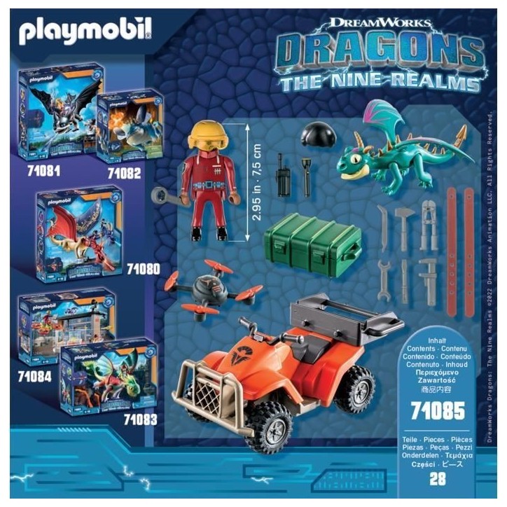 PLAYMOBIL 71085 Dragons Quad & Phil, Dragons Les Neuf Royaumes, 28 pieces, Des 4 ans