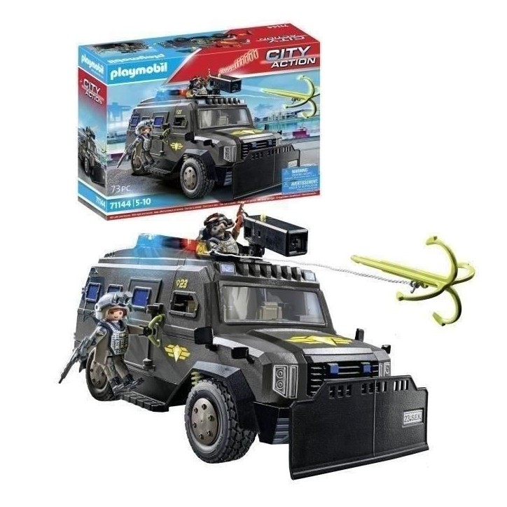 PLAYMOBIL 71144 Véhicule d'intervention des forces spéciales, Les policiers, City Action, Unité d'élite, 73 pieces, Des 5 an PLAYMOBIL 71144 Véhicule d'intervention des forces spéciales, Les policiers, City Action, Unité d'élite, 73 pieces, Des 5 an