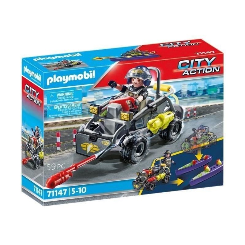 PLAYMOBIL 71147 Quad transformable de bandit, Les policiers Unité d'