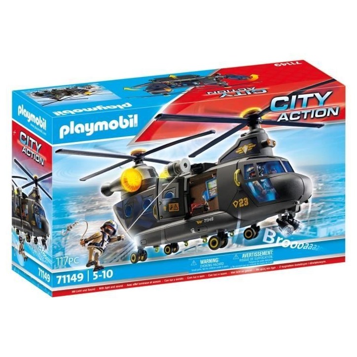 PLAYMOBIL 71149 Hélicoptere de transport des forces spéciales, Les policiers, City Action, Unité d'élite, 117 pieces, Des 5 PLAYMOBIL 71149 Hélicoptere de transport des forces spéciales, Les policiers, City Action, Unité d'élite, 117 pieces, Des 5