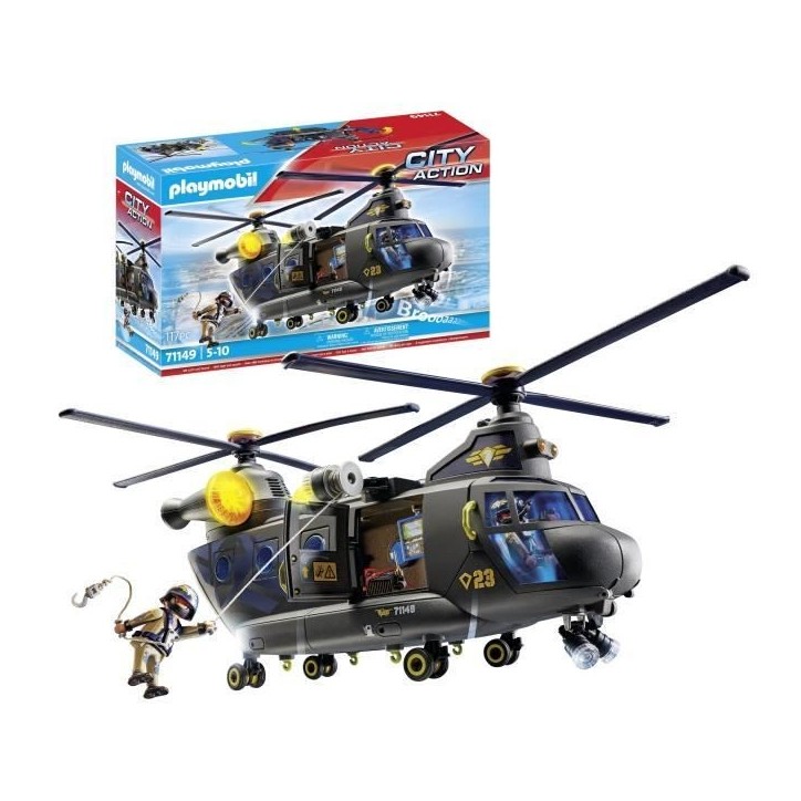 PLAYMOBIL 71149 Hélicoptere de transport des forces spéciales, Les policiers, City Action, Unité d'élite, 117 pieces, Des 5 PLAYMOBIL 71149 Hélicoptere de transport des forces spéciales, Les policiers, City Action, Unité d'élite, 117 pieces, Des 5