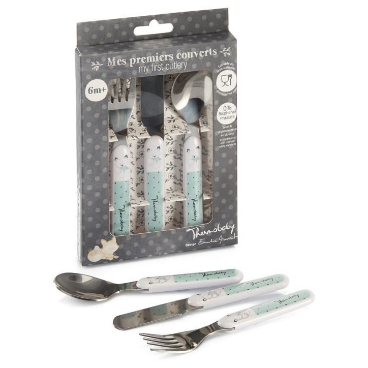 Pack repas - THERMOBABY - Inox - Gobelet, Bol, Assiette creuse, Set de couverts Pack repas - THERMOBABY - Inox - Gobelet, Bol, Assiette creuse, Set de couverts