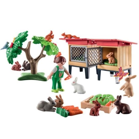 PLAYMOBIL 71252 Enfant avec enclos et lapins, Country La Ferme, Animaux de la ferme, Des 4 ans