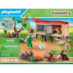 PLAYMOBIL 71252 Enfant avec enclos et lapins, Country La Ferme, Animau