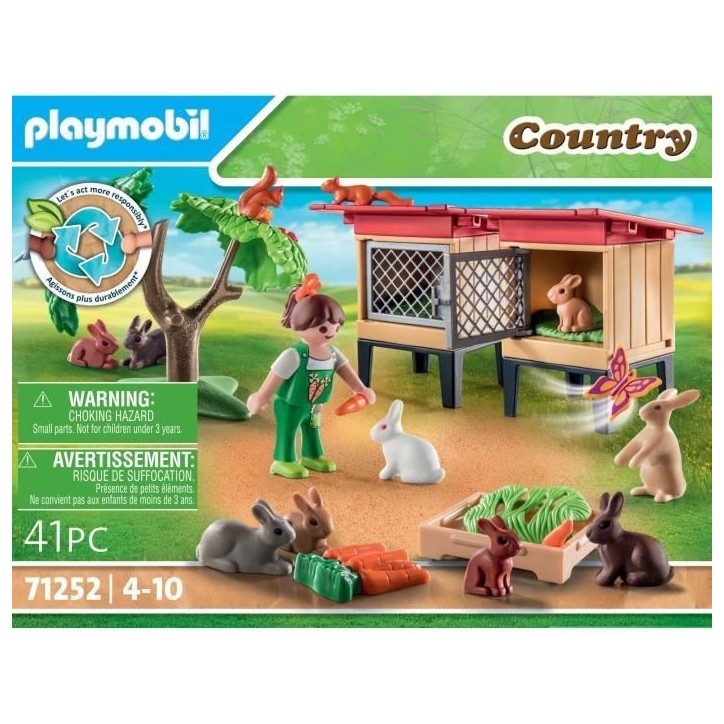 PLAYMOBIL 71252 Enfant avec enclos et lapins, Country La Ferme, Animaux de la ferme, Des 4 ans PLAYMOBIL 71252 Enfant avec enclos et lapins, Country La Ferme, Animaux de la ferme, Des 4 ans