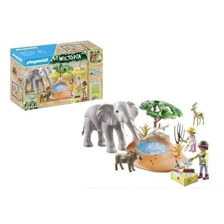 PLAYMOBIL 71294 Explorateurs avec animaux de la savane, Wiltopia, Avec 1 éléphant et des animaux, Des 4 ans