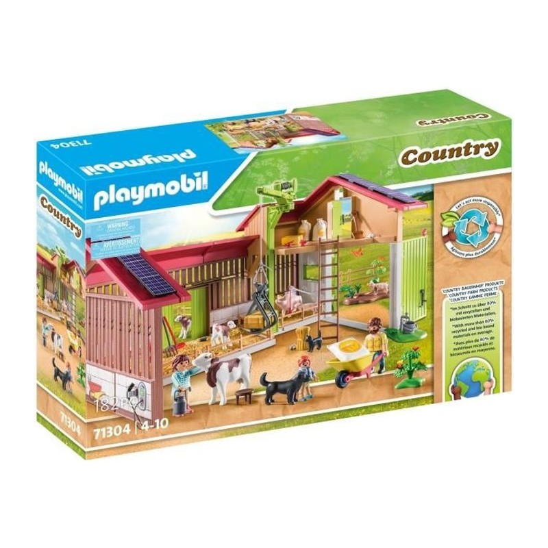 PLAYMOBIL 71304 Ferme avec panneaux solaires, Country La vie a la ferm