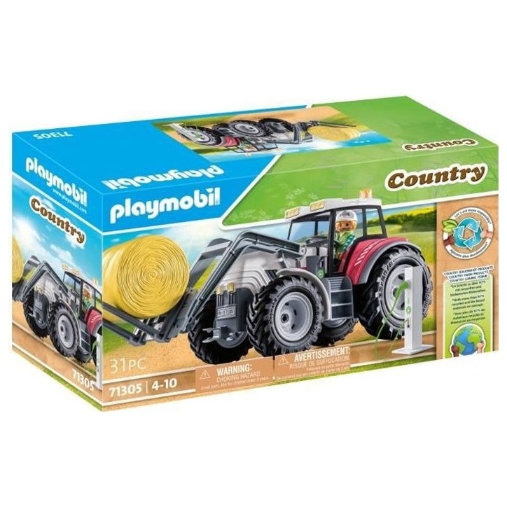 PLAYMOBIL 71305 Grand tracteur électrique, Country La vie a la ferme, 31 pieces, Des 5 ans