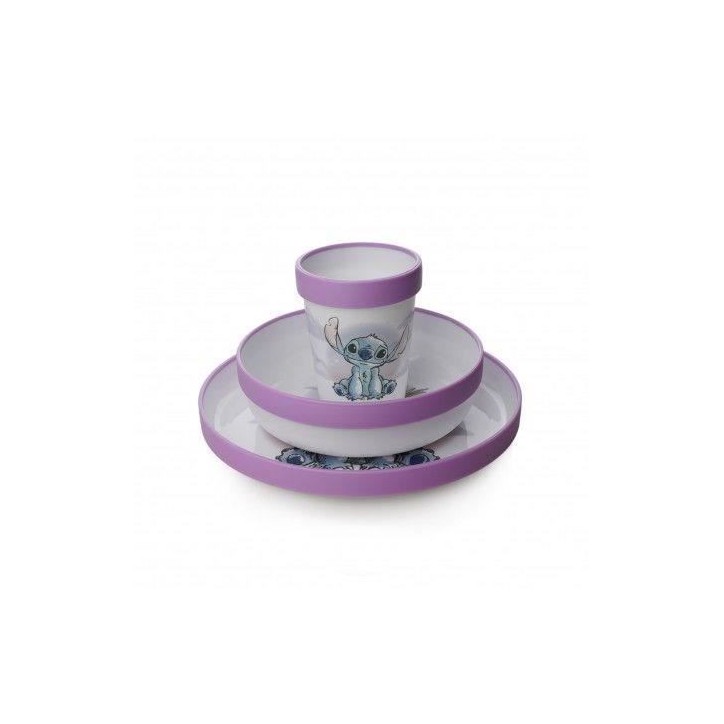 COFFRET REPAS 3 PIeCES GOBELET + BOL + ASSIETTE ANTIDÉRAPANTS LILO et STITCH