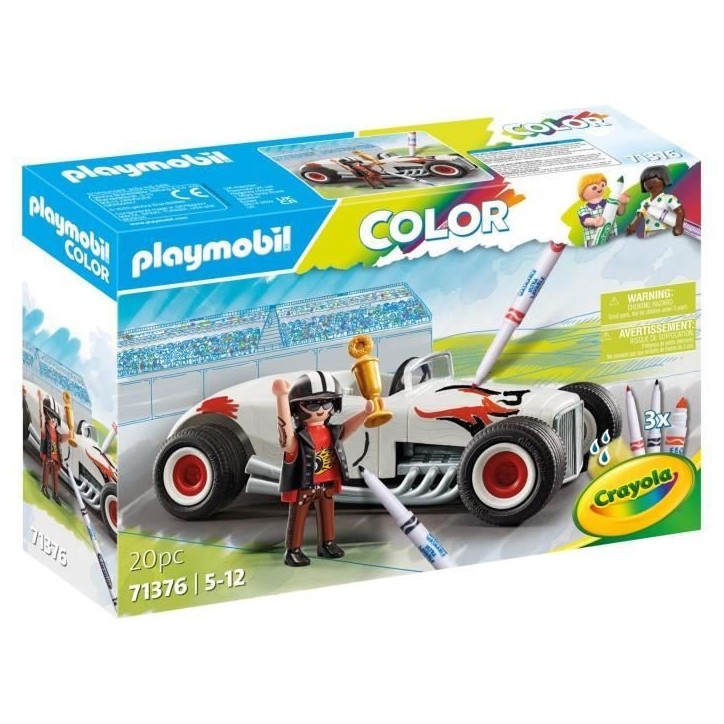 PLAYMOBIL Color 71376 Voiture de course, Crée de nouvelles histoires a tes couleurs, 20 pieces, Des 5 ans PLAYMOBIL Color 71376 Voiture de course, Crée de nouvelles histoires a tes couleurs, 20 pieces, Des 5 ans