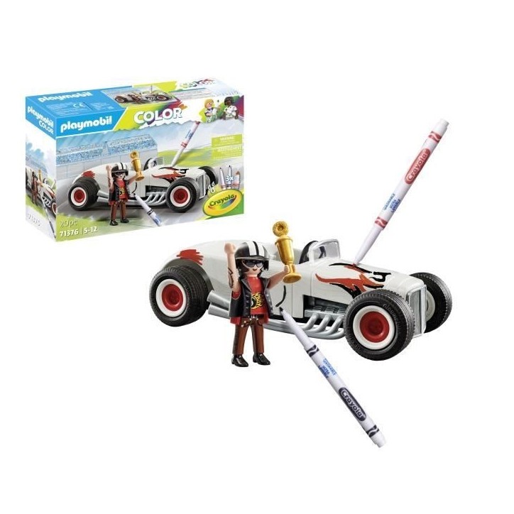 PLAYMOBIL Color 71376 Voiture de course, Crée de nouvelles histoires a tes couleurs, 20 pieces, Des 5 ans PLAYMOBIL Color 71376 Voiture de course, Crée de nouvelles histoires a tes couleurs, 20 pieces, Des 5 ans