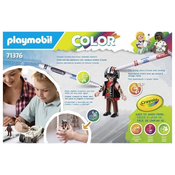 PLAYMOBIL Color 71376 Voiture de course, Crée de nouvelles histoires a tes couleurs, 20 pieces, Des 5 ans PLAYMOBIL Color 71376 Voiture de course, Crée de nouvelles histoires a tes couleurs, 20 pieces, Des 5 ans