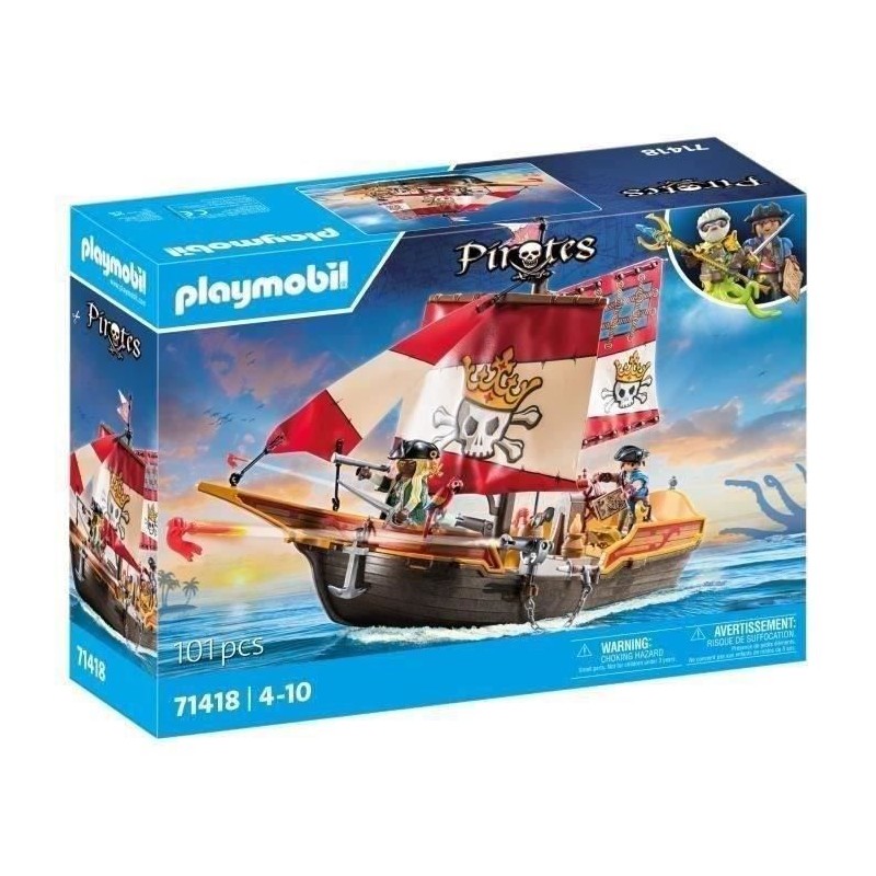 PLAYMOBIL 71418 Chaloupe des pirates, Les pirates, Avec personnages, c PLAYMOBIL 71418 Chaloupe des pirates, Les pirates, Avec personnages, c