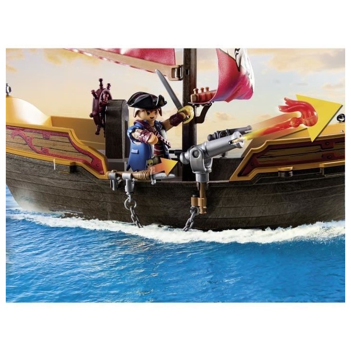 PLAYMOBIL 71418 Chaloupe des pirates, Les pirates, Avec personnages, canons, Des 4 ans
