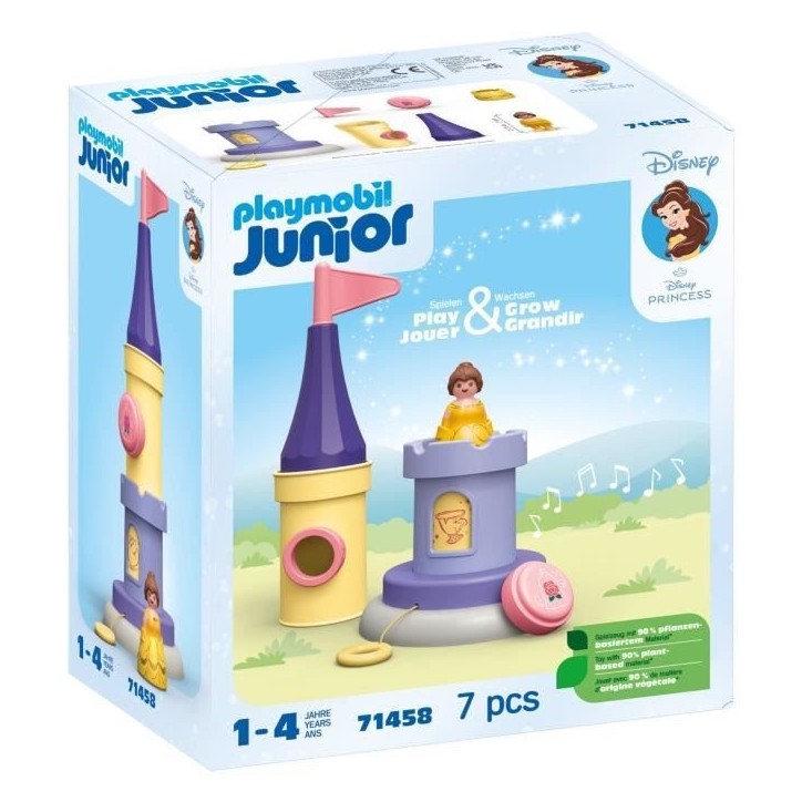 PLAYMOBIL Junior 71458 Belle, Tourelle avec musique, Disney, Des 12 mois