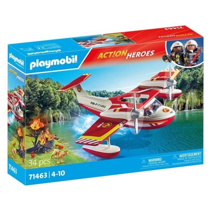 PLAYMOBIL 71463 Hydravion avec pompier - Action Heroes - Les pompiers - Des 4 ans