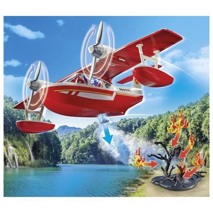 PLAYMOBIL 71463 Hydravion avec pompier - Action Heroes - Les pompiers - Des 4 ans