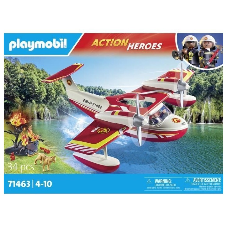 PLAYMOBIL 71463 Hydravion avec pompier - Action Heroes - Les pompiers - Des 4 ans