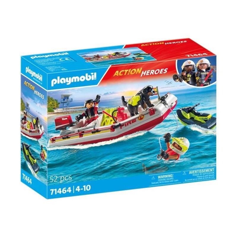 PLAYMOBIL 71464 Bateau de pompier et scooter des mers - Action Hereos PLAYMOBIL 71464 Bateau de pompier et scooter des mers - Action Hereos