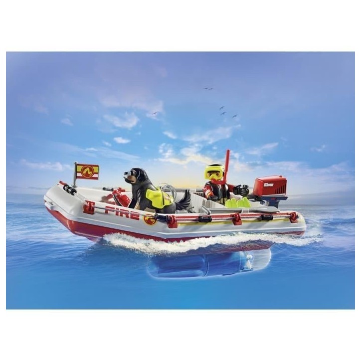 PLAYMOBIL 71464 Bateau de pompier et scooter des mers - Action Hereos - Les pompiers - Des 4 ans PLAYMOBIL 71464 Bateau de pompier et scooter des mers - Action Hereos - Les pompiers - Des 4 ans