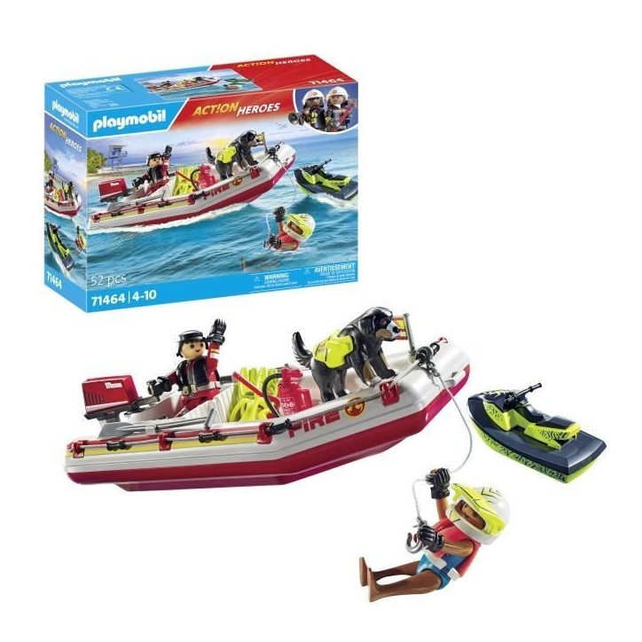 PLAYMOBIL 71464 Bateau de pompier et scooter des mers - Action Hereos - Les pompiers - Des 4 ans PLAYMOBIL 71464 Bateau de pompier et scooter des mers - Action Hereos - Les pompiers - Des 4 ans