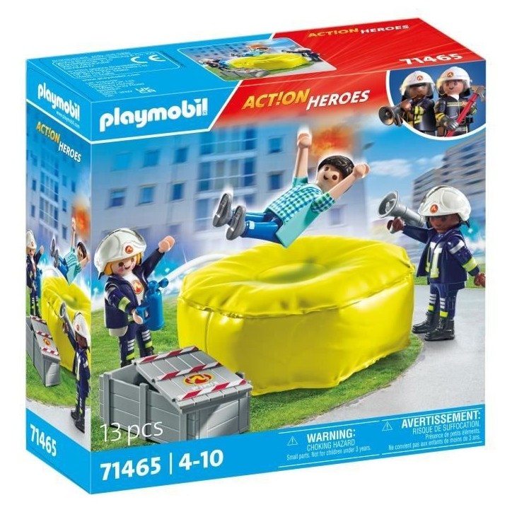 PLAYMOBIL 71465 Pompiers avec coussin de sauvetage - Action Heroes - Les pompiers - Des 4 ans PLAYMOBIL 71465 Pompiers avec coussin de sauvetage - Action Heroes - Les pompiers - Des 4 ans