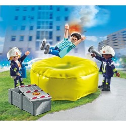 PLAYMOBIL 71465 Pompiers avec coussin de sauvetage - Action Heroes - L