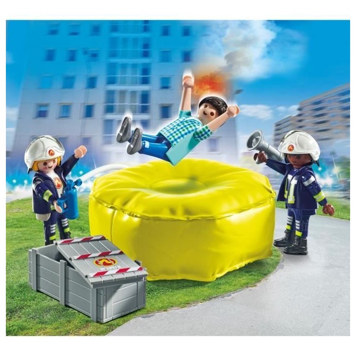 PLAYMOBIL 71465 Pompiers avec coussin de sauvetage - Action Heroes - Les pompiers - Des 4 ans PLAYMOBIL 71465 Pompiers avec coussin de sauvetage - Action Heroes - Les pompiers - Des 4 ans