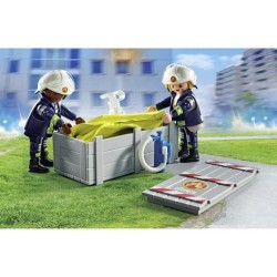 PLAYMOBIL 71465 Pompiers avec coussin de sauvetage - Action Heroes - L