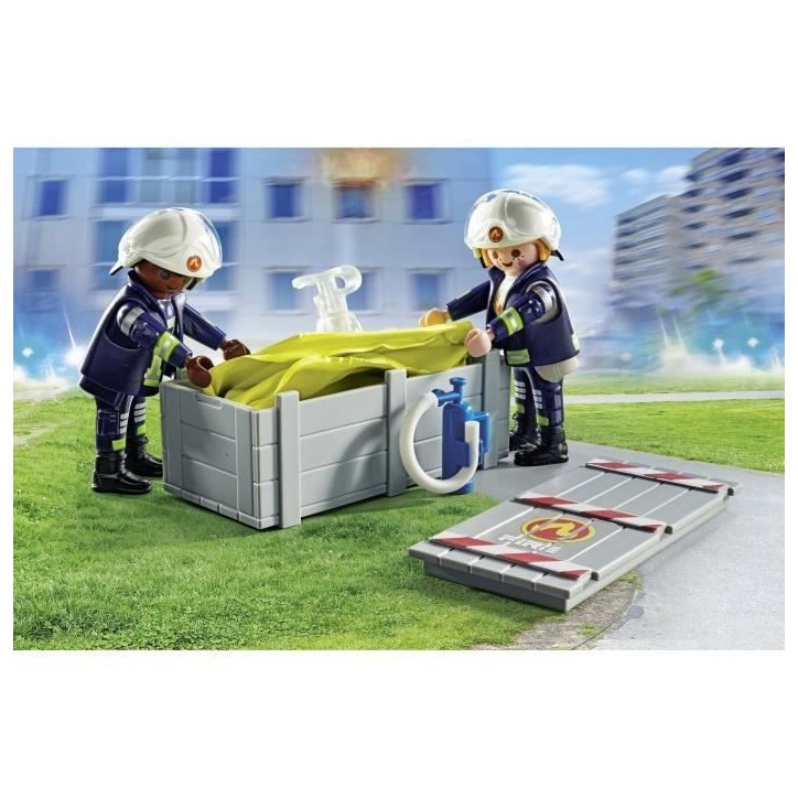 PLAYMOBIL 71465 Pompiers avec coussin de sauvetage - Action Heroes - Les pompiers - Des 4 ans PLAYMOBIL 71465 Pompiers avec coussin de sauvetage - Action Heroes - Les pompiers - Des 4 ans