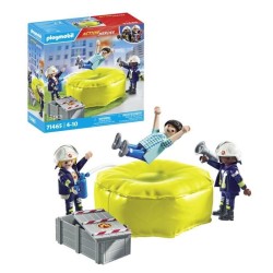 PLAYMOBIL 71465 Pompiers avec coussin de sauvetage - Action Heroes - L