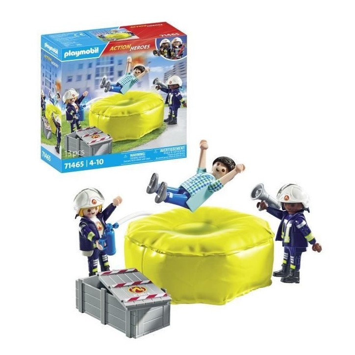 PLAYMOBIL 71465 Pompiers avec coussin de sauvetage - Action Heroes - Les pompiers - Des 4 ans PLAYMOBIL 71465 Pompiers avec coussin de sauvetage - Action Heroes - Les pompiers - Des 4 ans