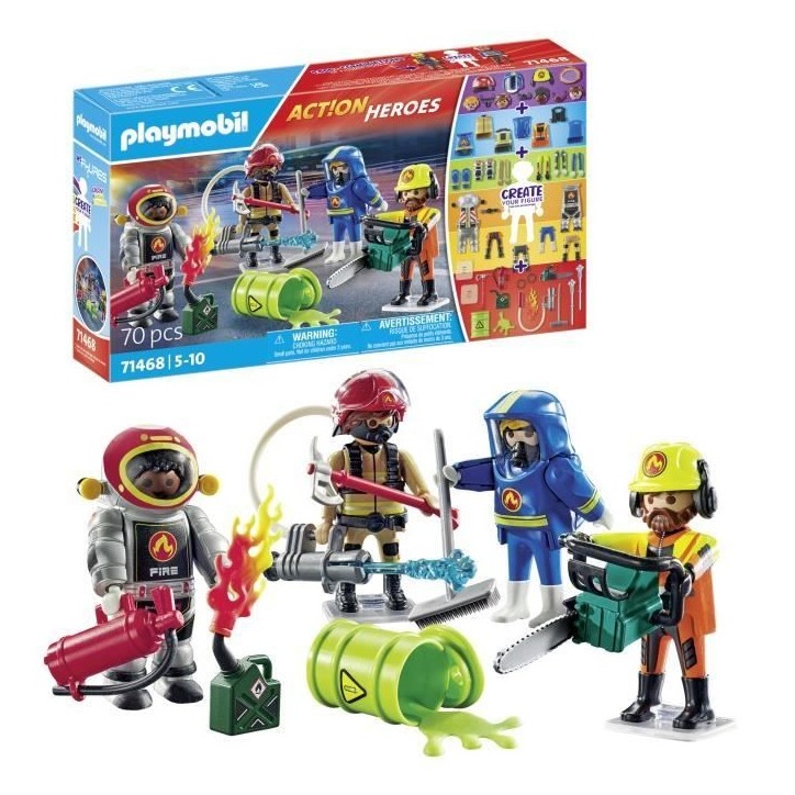 PLAYMOBIL 71468 My figures : métiers a risque - avec quatres personnages du domaine des pompiers - Les pompiers - Des 5 ans PLAYMOBIL 71468 My figures : métiers a risque - avec quatres personnages du domaine des pompiers - Les pompiers - Des 5 ans