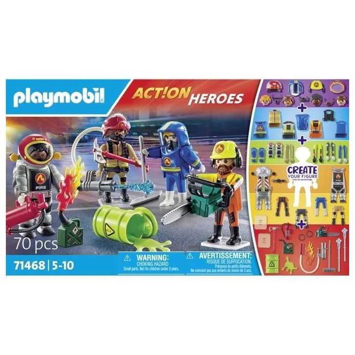 PLAYMOBIL 71468 My figures : métiers a risque - avec quatres personnages du domaine des pompiers - Les pompiers - Des 5 ans PLAYMOBIL 71468 My figures : métiers a risque - avec quatres personnages du domaine des pompiers - Les pompiers - Des 5 ans