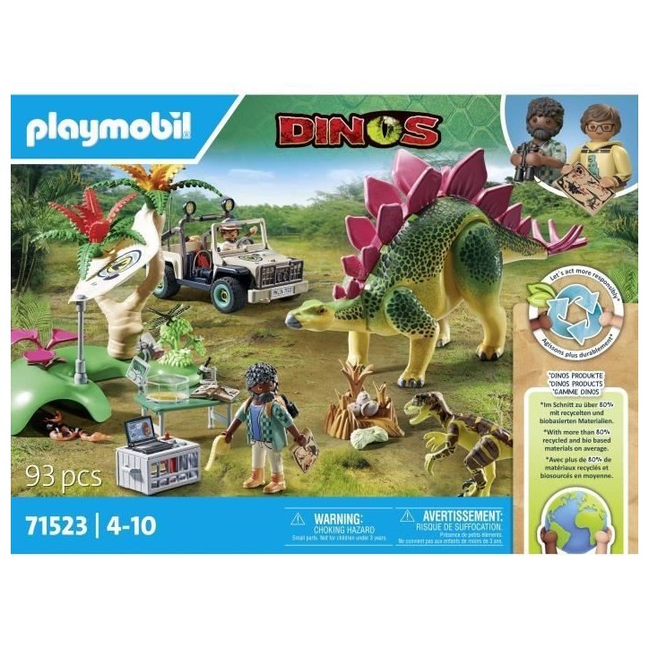 PLAYMOBIL 71523 Campement des explorateurs dinosaures, Dinos, 93 pieces, Des 4 ans