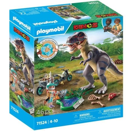 PLAYMOBIL 71524 Explorateur avec moto et tyrannosaure, Dinos, 46 piece
