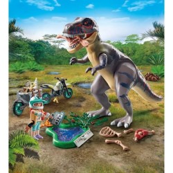 PLAYMOBIL 71524 Explorateur avec moto et tyrannosaure, Dinos, 46 piece
