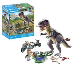PLAYMOBIL 71524 Explorateur avec moto et tyrannosaure, Dinos, 46 piece