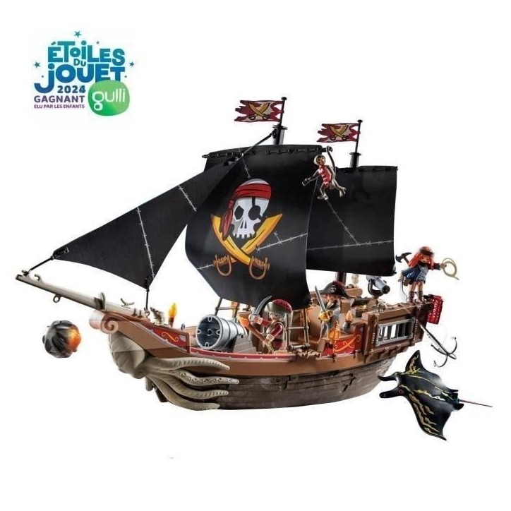 PLAYMOBIL 71530 Bateau pirates, 137 pieces dont 3 personnages et 4 animaux, Les Pirates, Jeu de rôle créatif, Des 4 ans