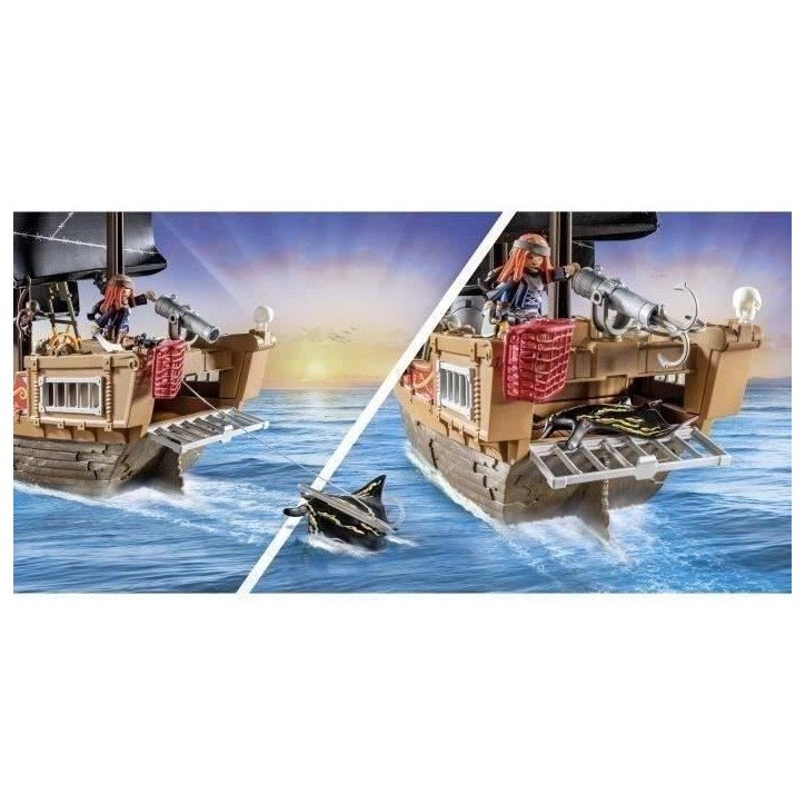 PLAYMOBIL 71530 Bateau pirates, 137 pieces dont 3 personnages et 4 animaux, Les Pirates, Jeu de rôle créatif, Des 4 ans