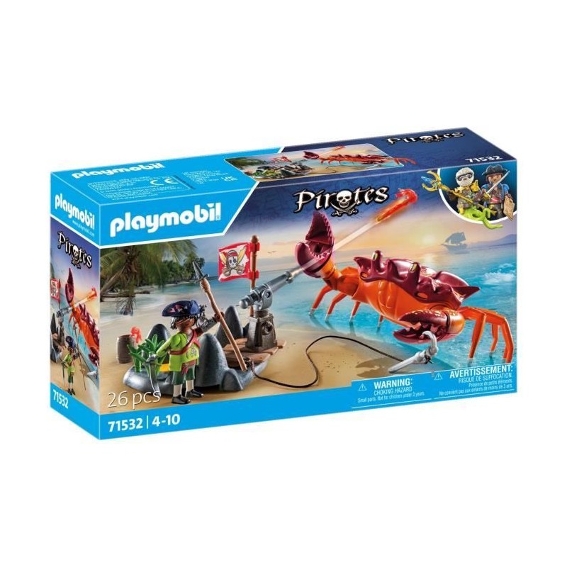 PLAYMOBIL 71532 Pirate et crabe géant, Les Pirates, 26 pieces, Des 4 PLAYMOBIL 71532 Pirate et crabe géant, Les Pirates, 26 pieces, Des 4
