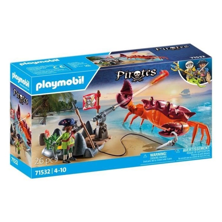 PLAYMOBIL 71532 Pirate et crabe géant, Les Pirates, 26 pieces, Des 4 ans