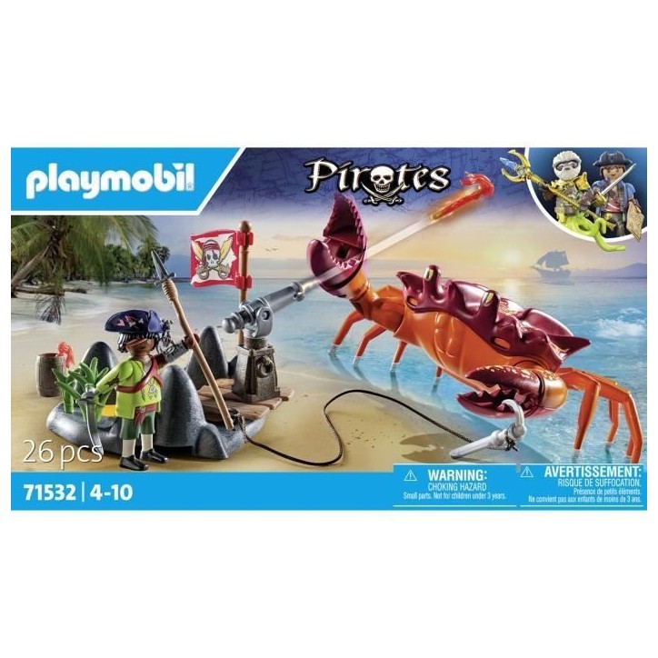 PLAYMOBIL 71532 Pirate et crabe géant, Les Pirates, 26 pieces, Des 4 ans