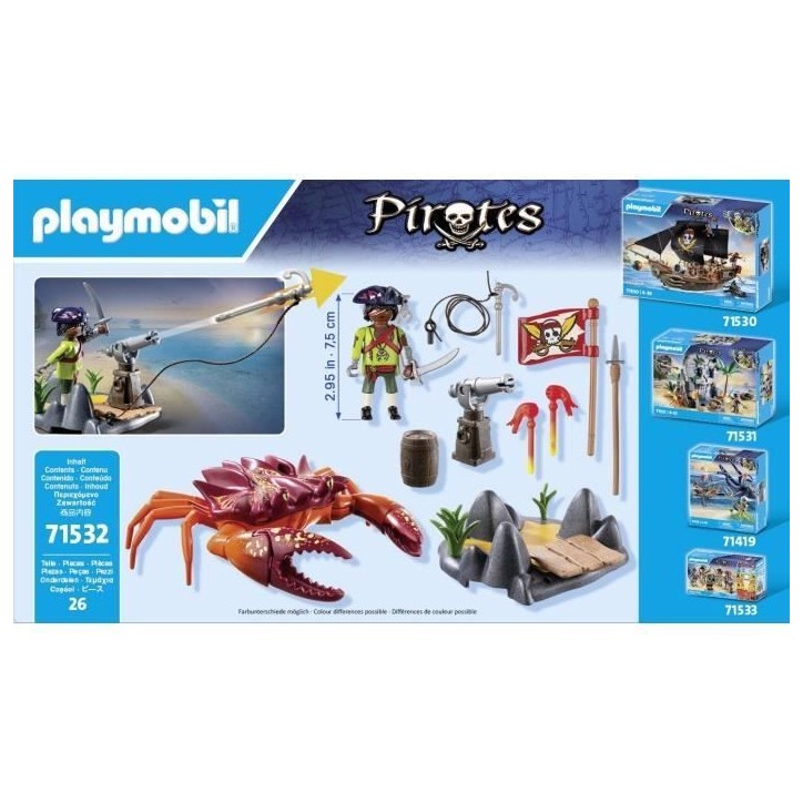 PLAYMOBIL 71532 Pirate et crabe géant, Les Pirates, 26 pieces, Des 4 ans