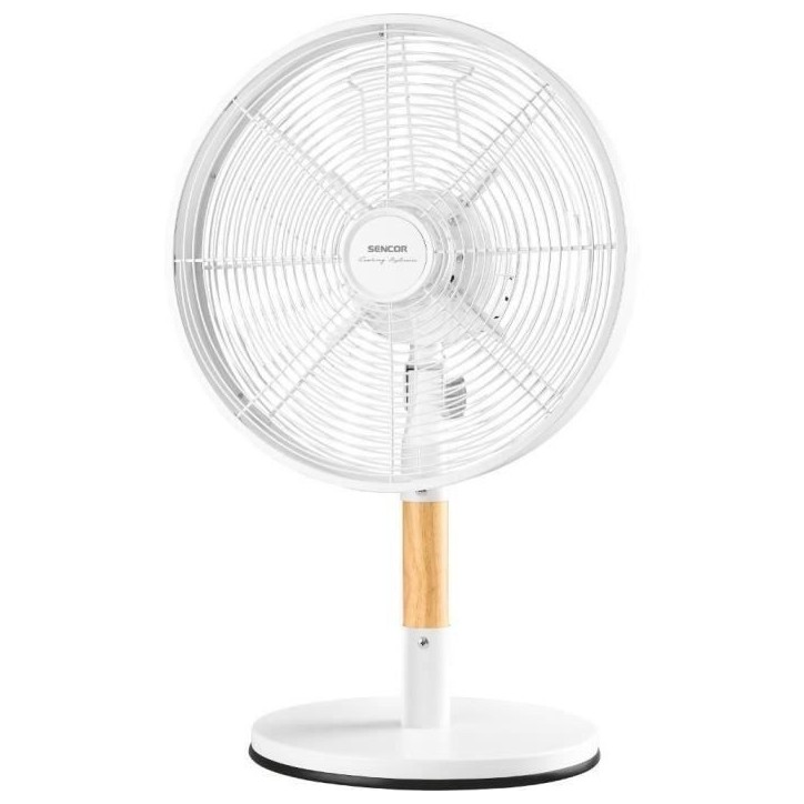 Ventilateur de bureau - SENCOR - SFE 3080WH - 3 vitesses - Oscillation 80° - Design métal et bois Ventilateur de bureau - SENCOR - SFE 3080WH - 3 vitesses - Oscillation 80° - Design métal et bois