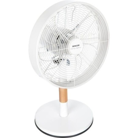 Ventilateur de bureau - SENCOR - SFE 3080WH - 3 vitesses - Oscillation 80° - Design métal et bois