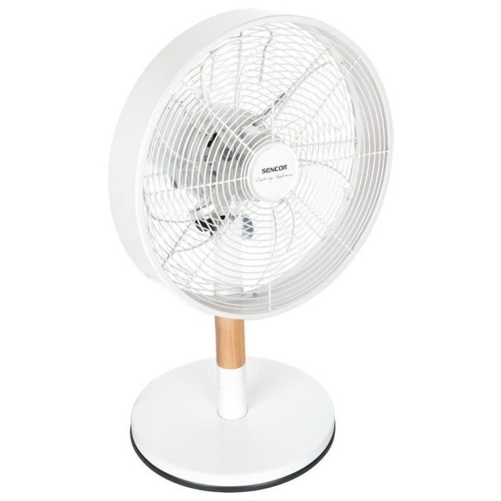 Ventilateur de bureau - SENCOR - SFE 3080WH - 3 vitesses - Oscillation 80° - Design métal et bois Ventilateur de bureau - SENCOR - SFE 3080WH - 3 vitesses - Oscillation 80° - Design métal et bois