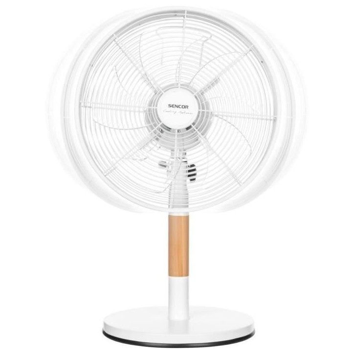 Ventilateur de bureau - SENCOR - SFE 3080WH - 3 vitesses - Oscillation 80° - Design métal et bois Ventilateur de bureau - SENCOR - SFE 3080WH - 3 vitesses - Oscillation 80° - Design métal et bois