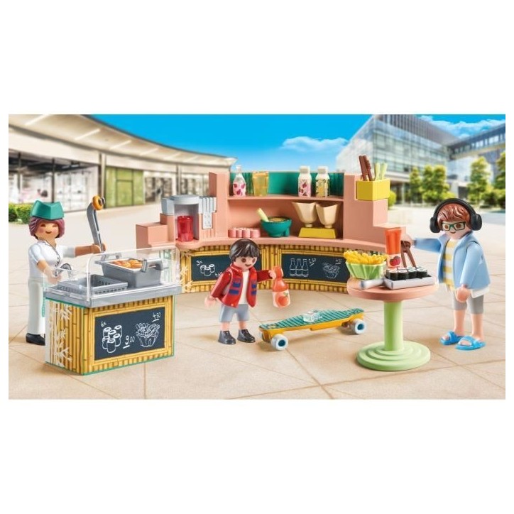 PLAYMOBIL 71538 Stand de restauration rapide, My Life, 54 pieces, Des 5 ans