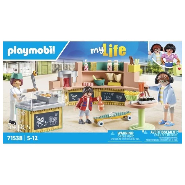 PLAYMOBIL 71538 Stand de restauration rapide, My Life, 54 pieces, Des 5 ans